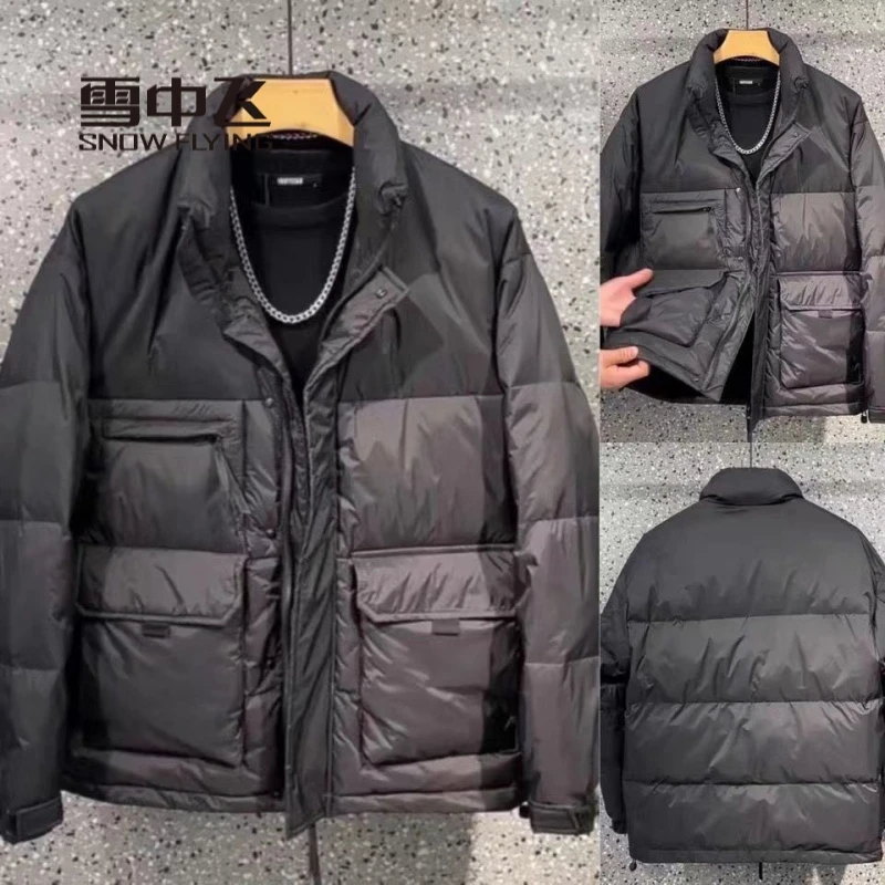 雪中飞羽绒服羽绒服冬季轻薄服男欧货潮牌立领休闲面包纯色简男士