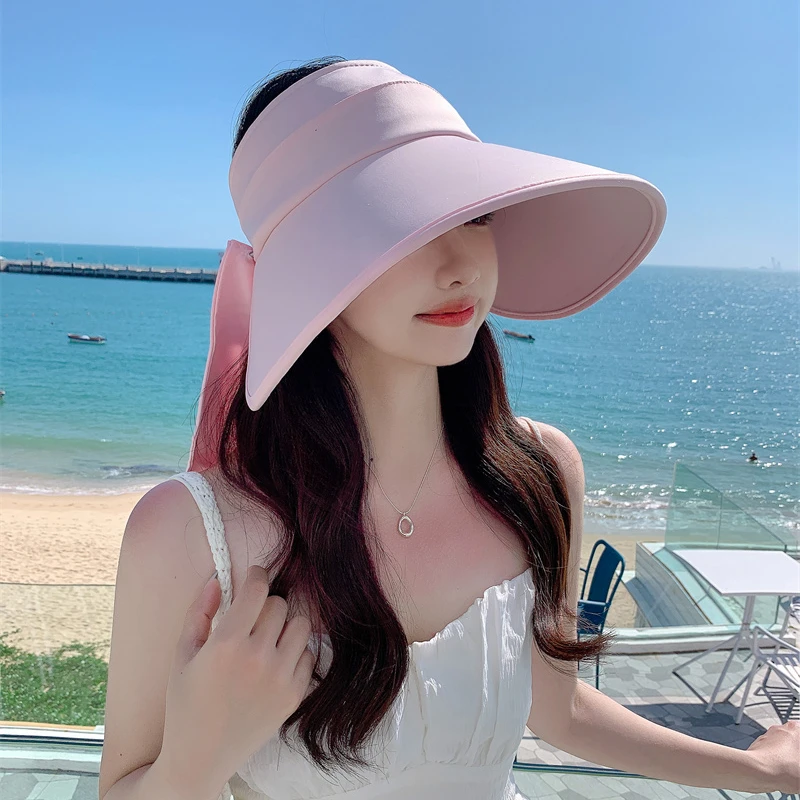 夏季新款环绕式全面护颈防晒太阳帽 日系ins简约加大帽檐空顶帽女