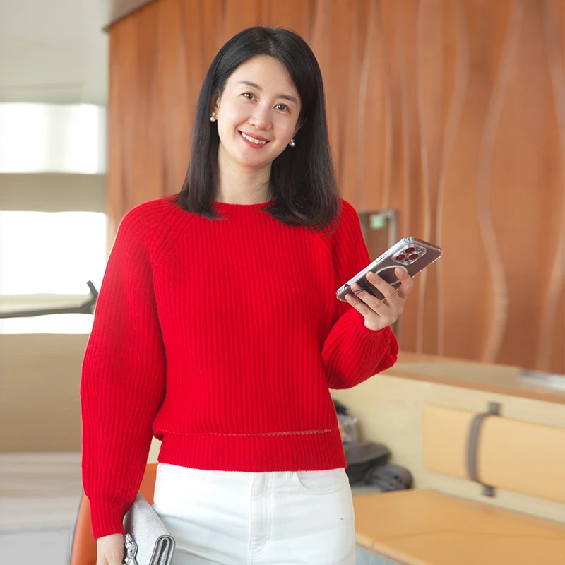 Ulight 【好气色橘红】镂空羊毛羊绒针织镂空毛衣