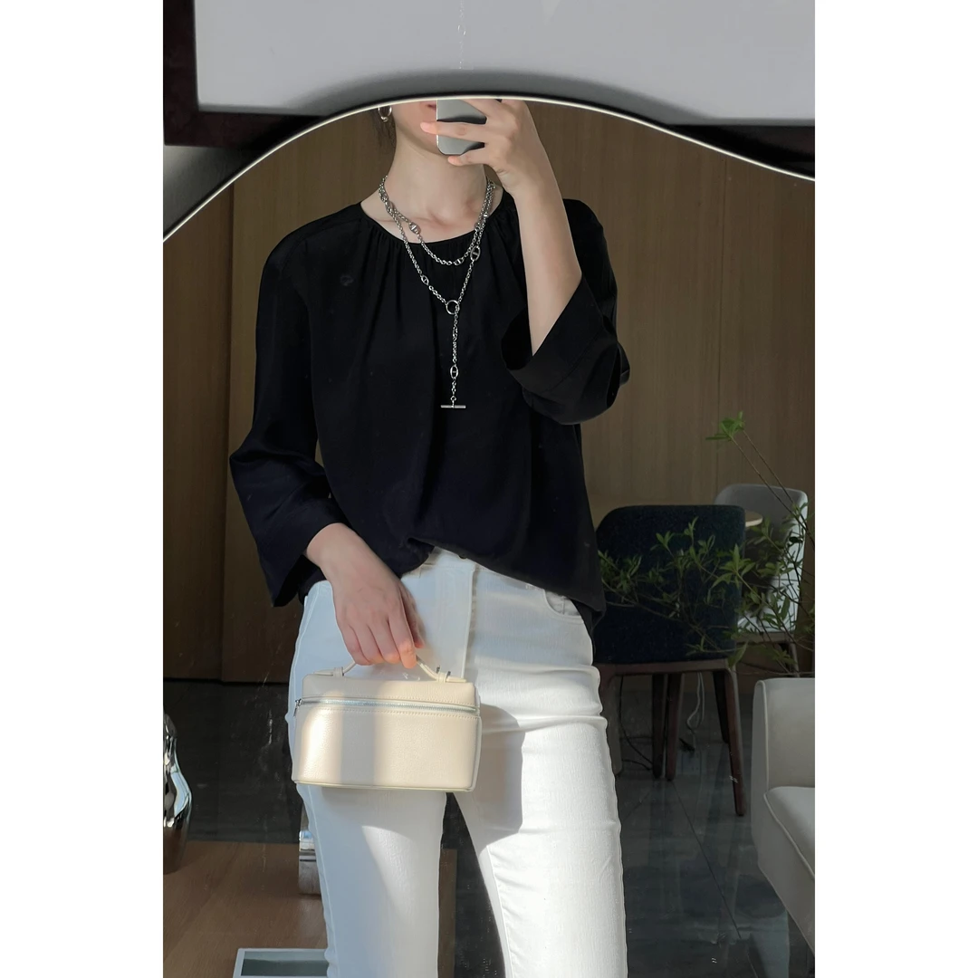 ulight【效率衣橱】重磅真丝早秋必备圆领上衣