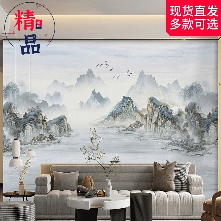 岩板电视影视中式背景墙2021新款1200x2400轻奢大板现代简约瓷砖