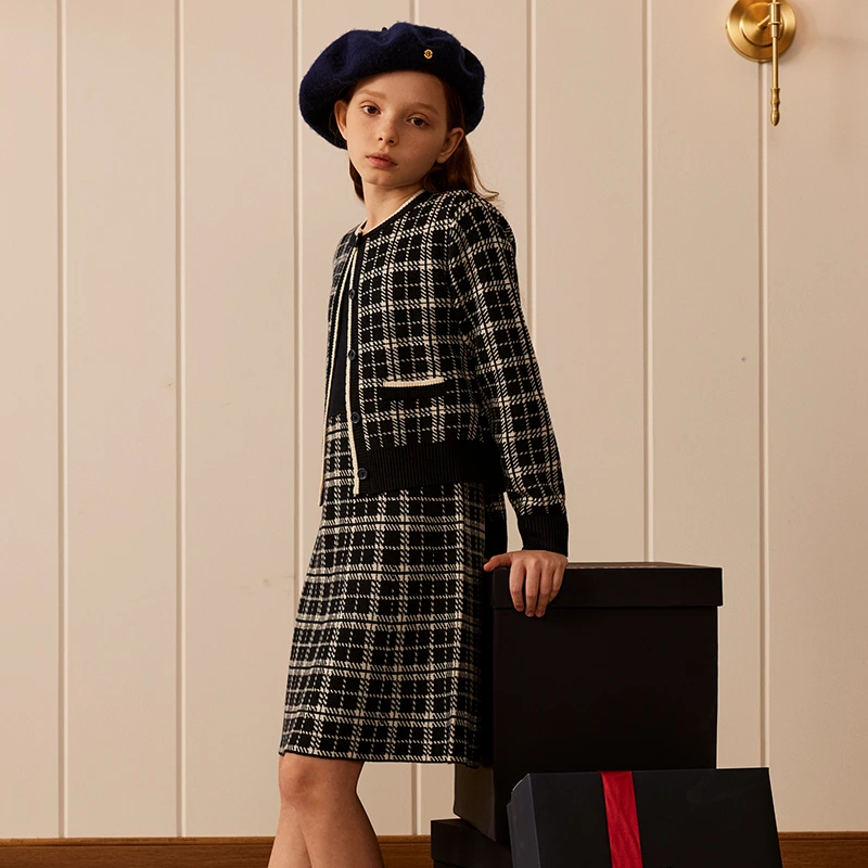 【含羊毛】E·LAND KIDS女童2025早套装连衣裙EKSKF1122E