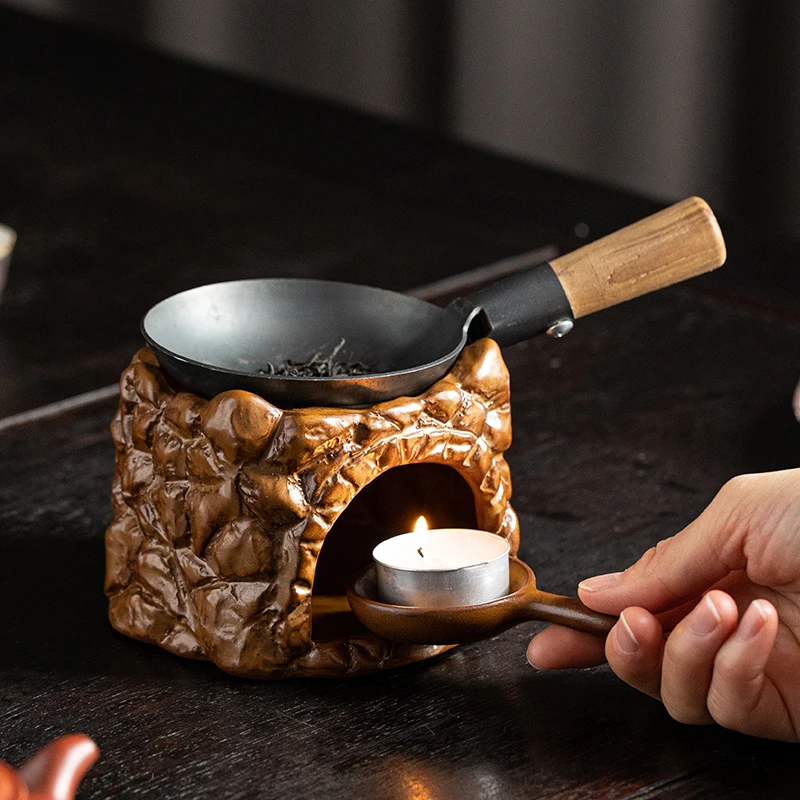 粗陶日式焙茶炉陶瓷茶叶提香器蜡烛加热烤茶炉醒茶家用茶道配件