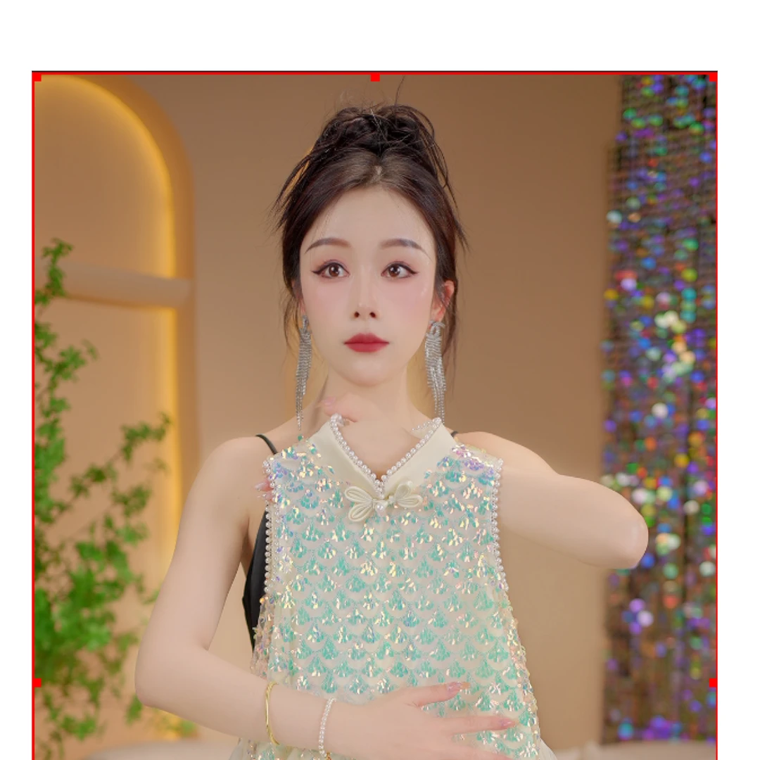 AODUOSEN/奥多森高端女童夏季新款亮片旗袍无袖公主礼服裙