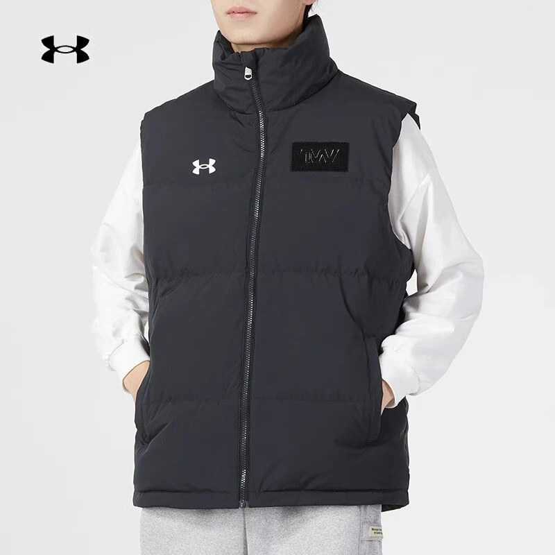 安德玛秋冬新款立领羽绒马甲保暖休闲运动短款羽绒背心外套男款