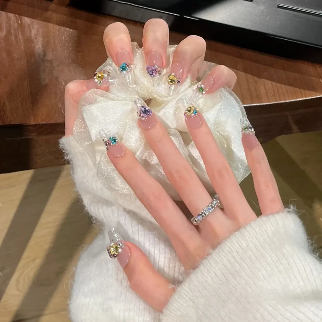 【糖果】纯手工美甲穿戴甲甜美彩钻超闪穿戴式美甲片果冻胶指甲贴片