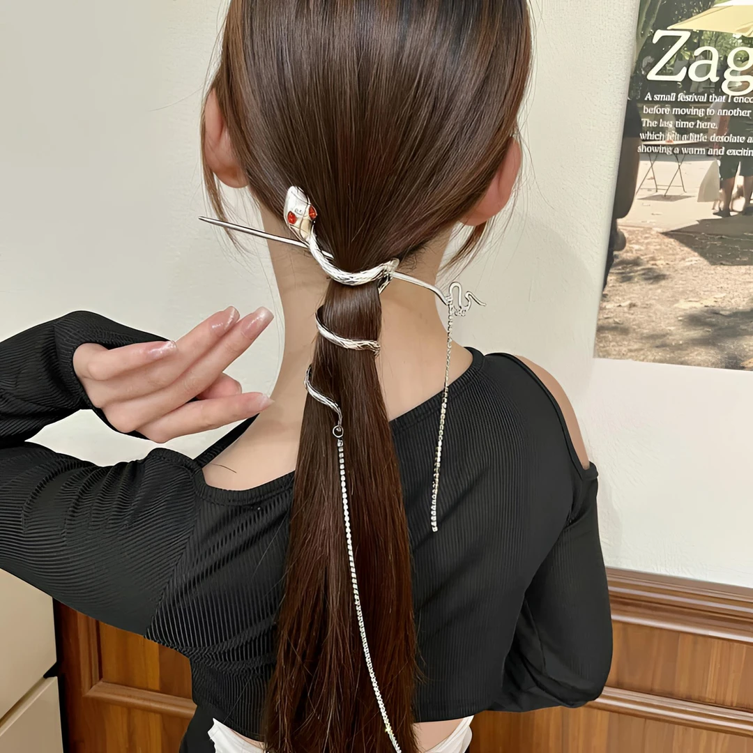 ins高级感小众发簪子蛇形小众日常网红新中式珠珠U型小众北斗七星