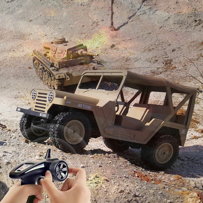 〖眯眼潮玩〗恒龙遥控电动越野攀爬车四驱美式吉普玩具车模RC战车
