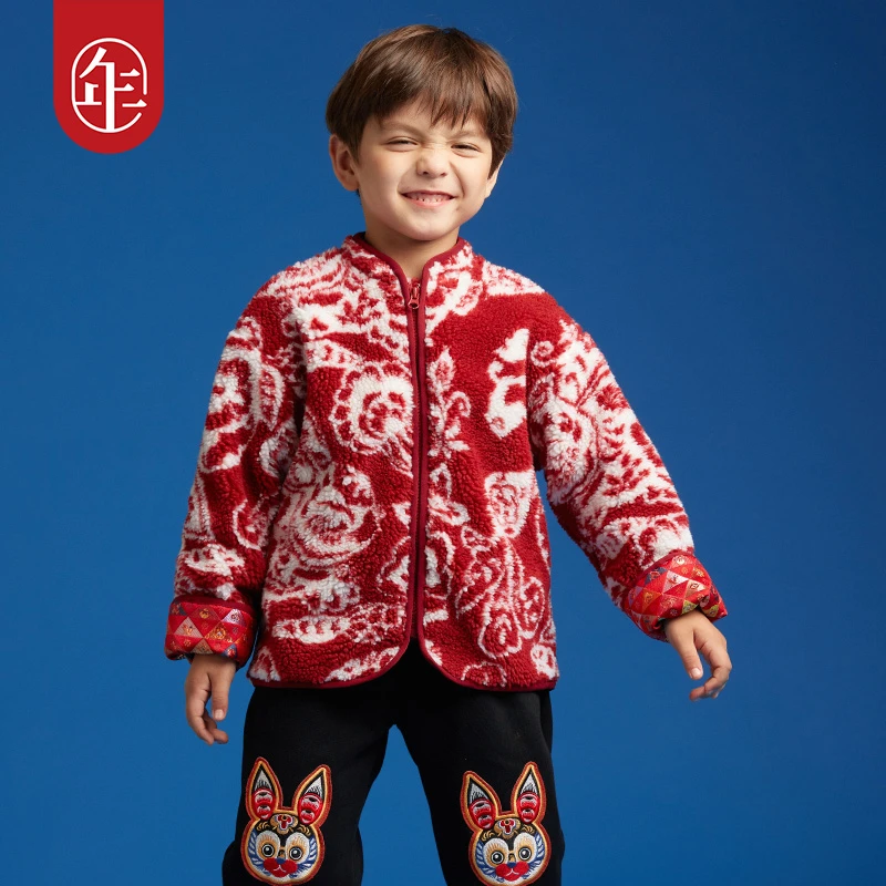 年衣童装男童摇粒绒儿童保暖夹克女童外衣加厚中国风小童中性秋冬