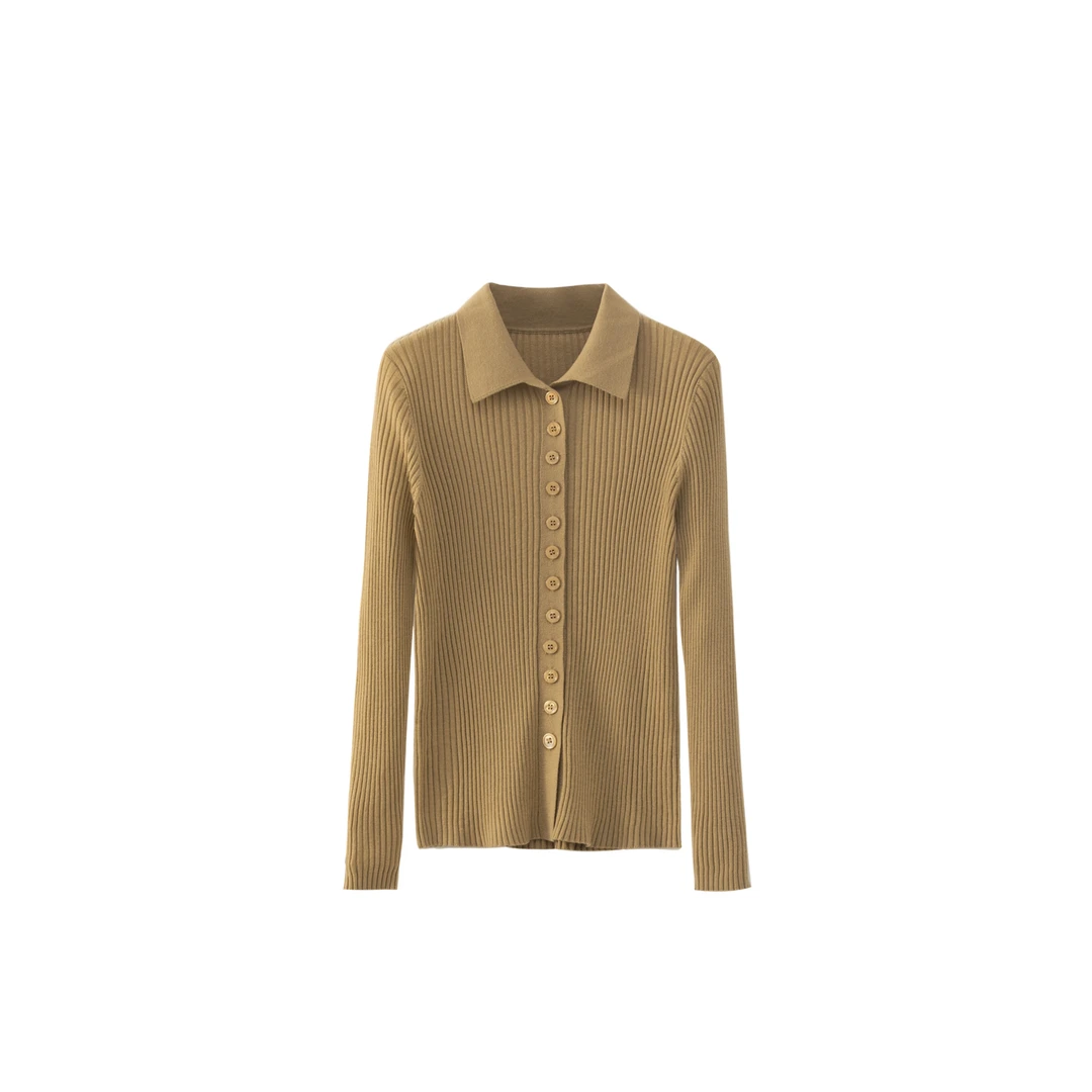 【迪克】秋季新款Polo领单排扣针织修身别致上衣MF-1274