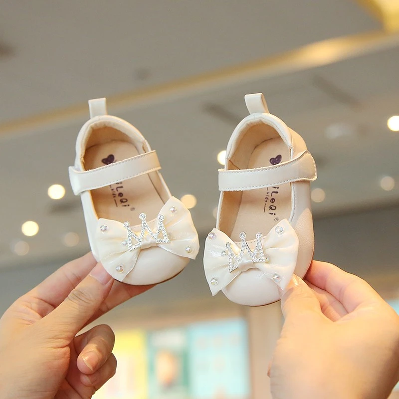 15-25码公主鞋春款女宝宝小皮鞋春秋季春季软底皇冠鞋女童单鞋