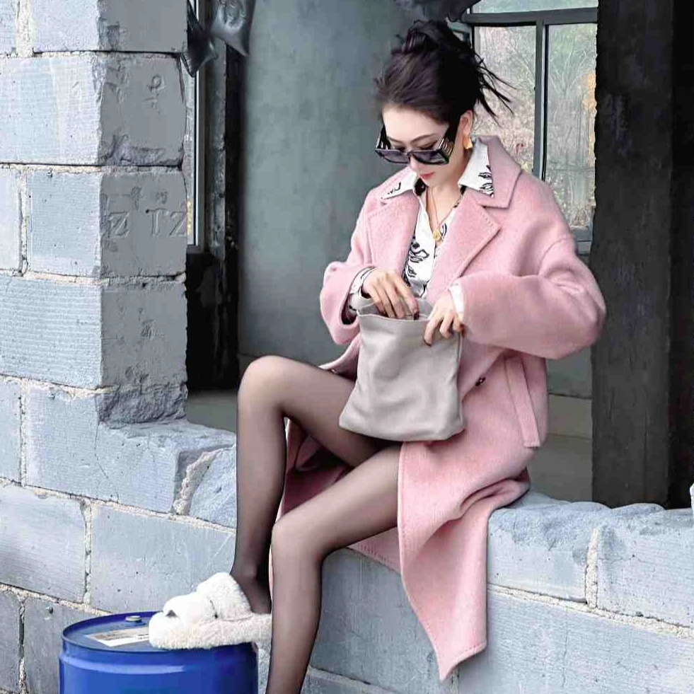 【高个子】86227#高级感轻奢气质时尚百搭双面秋冬中长款羊毛大衣