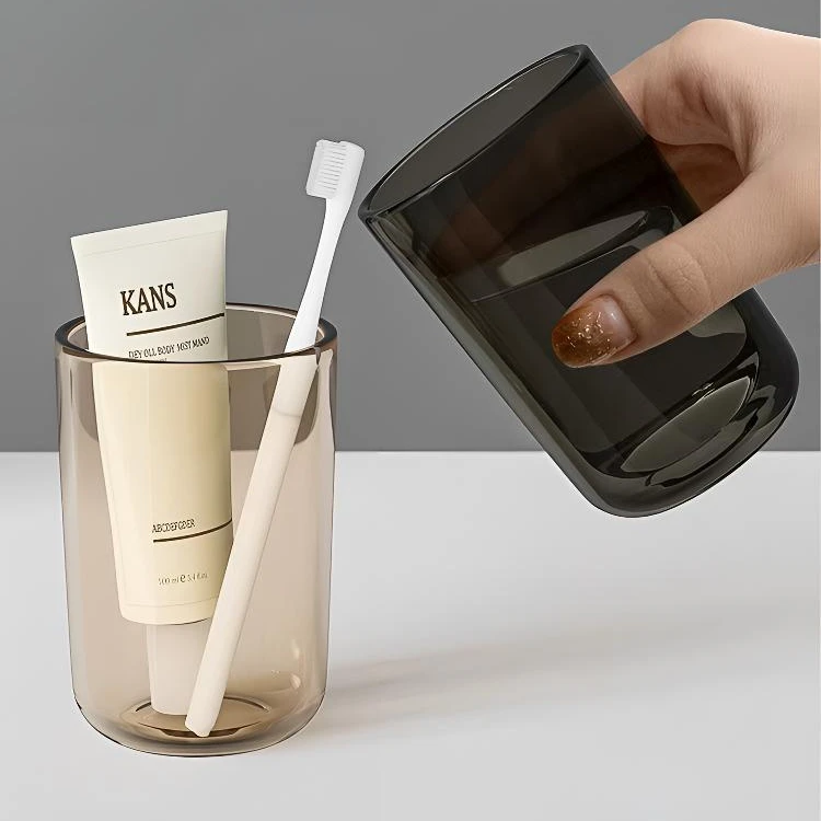 【升级款】高档轻奢加厚防摔刷牙杯漱口杯情侣家用简约洗漱杯子透明