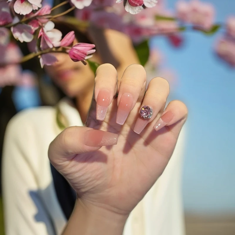 巴仑美【小红帽】娇嫩少女猫眼 纯手工可重复穿戴美甲贴 施家华子钻