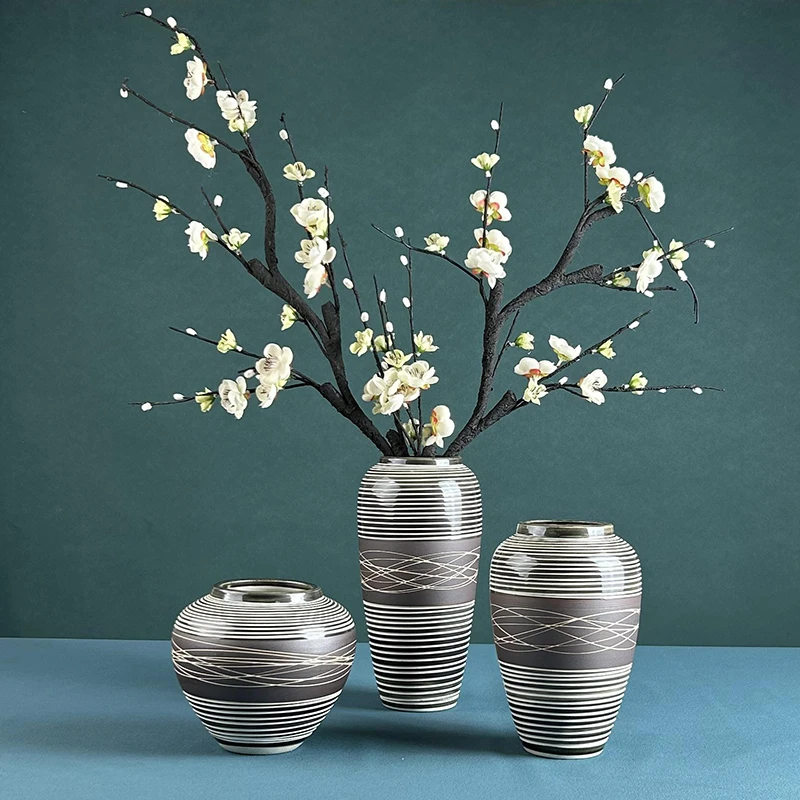 景德镇陶瓷器干花花瓶客厅摆件插花 现代家居装饰品 工艺花瓶摆设