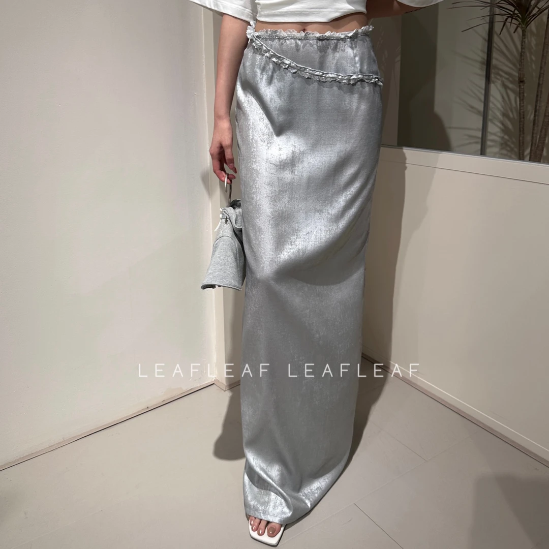 MARRKNULL 银色蕾丝半裙 LEAFLEAF设计师品牌