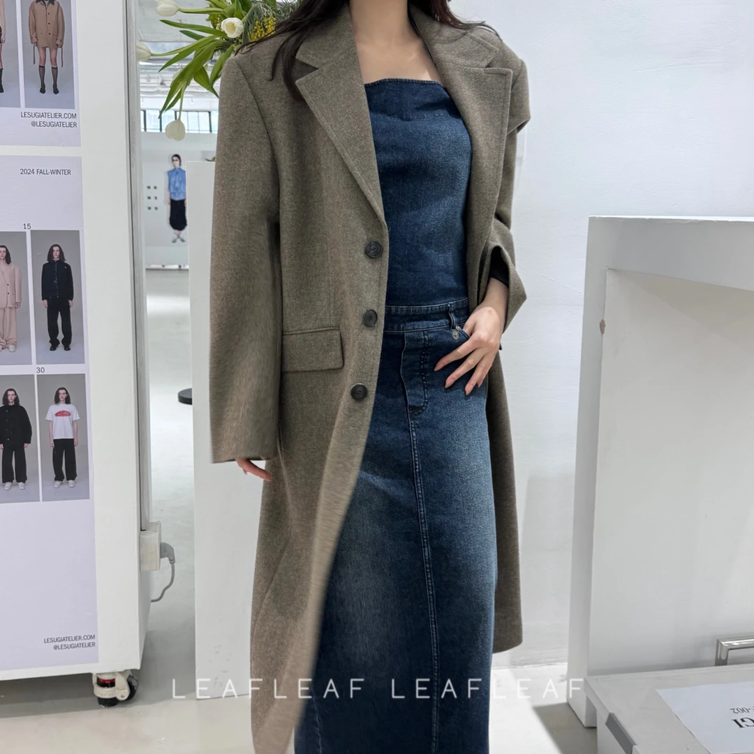 Sugi绵羊毛西装领大衣 LeafLeaf设计师品牌