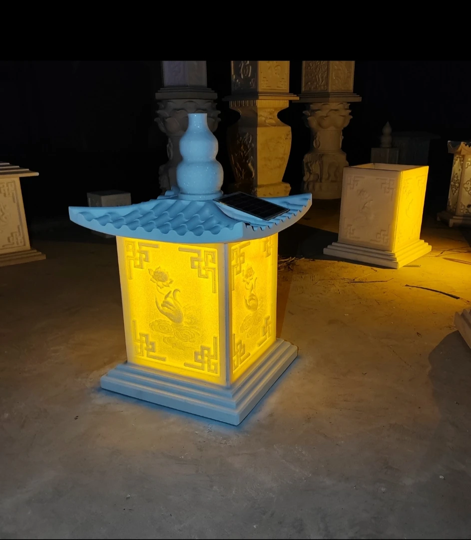 汉白玉石灯 石灯 太阳能石灯