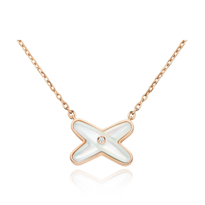 链子925银合成锆石 交叉项链 ZF-B39