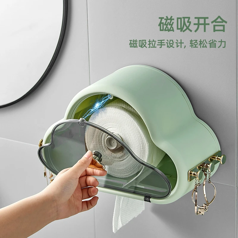云朵洗脸巾置物架创意可爱收纳壁挂式免打孔卷筒一次性洗脸巾挂架