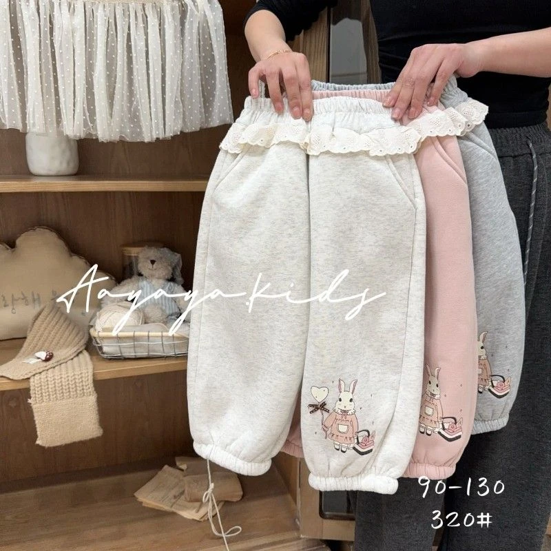 新款女宝复合一体羊驼加绒可爱卡通兔子卫裤幼儿园穿搭一条过冬