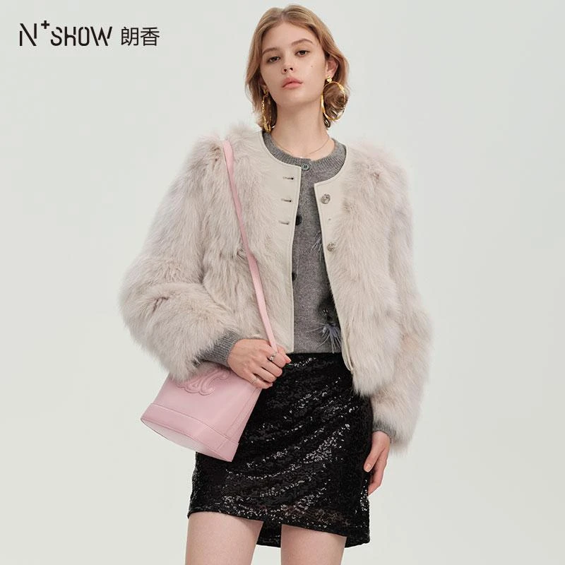 NOWSHOW朗香冬季新品简约休闲气质圆领短款外套244067