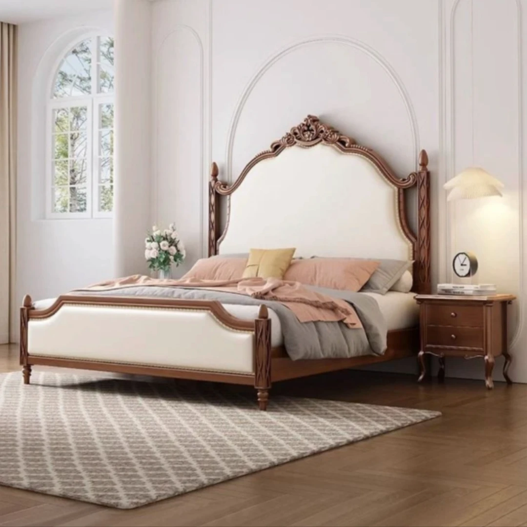 美式轻奢新中式简约实木床单人双人床婚床