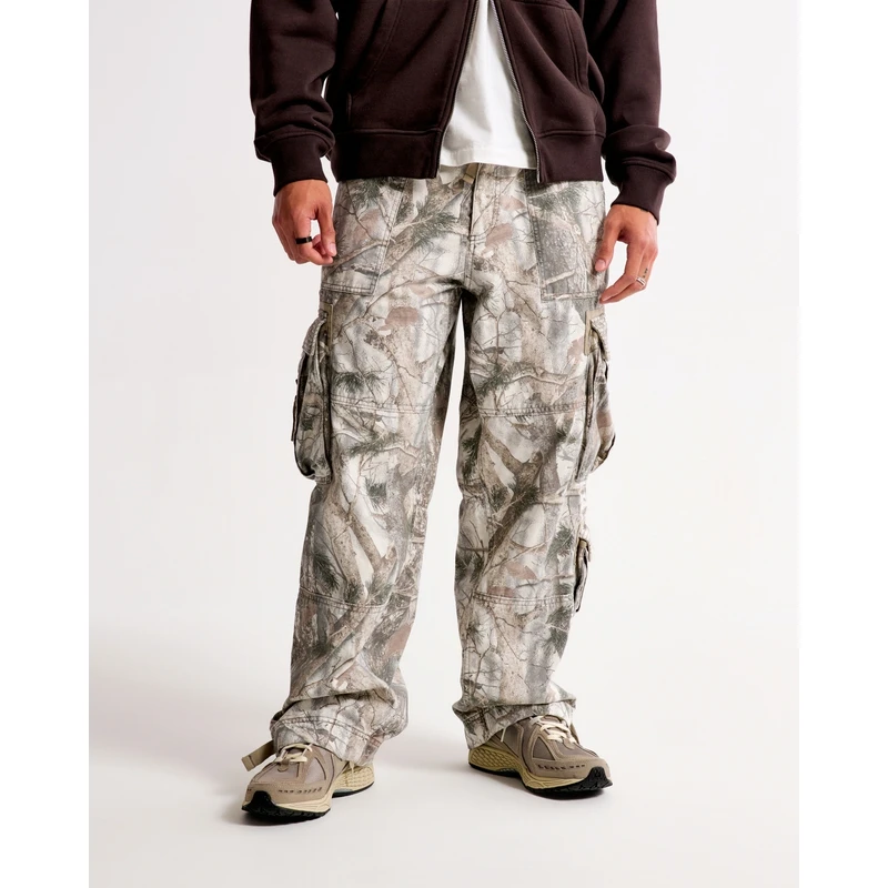 AF男装 24秋季潮流时尚休闲迷彩印花宽松工装裤130-4058