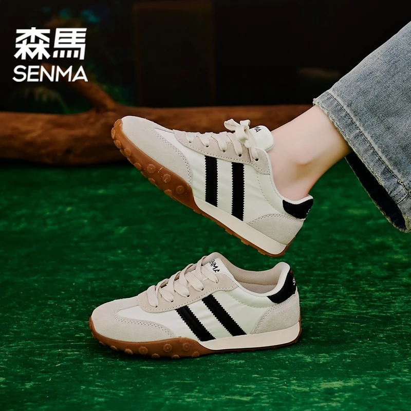 SENMA/森马真皮秋季透气德训鞋爆款百搭平底防滑运动鞋软底阿甘鞋