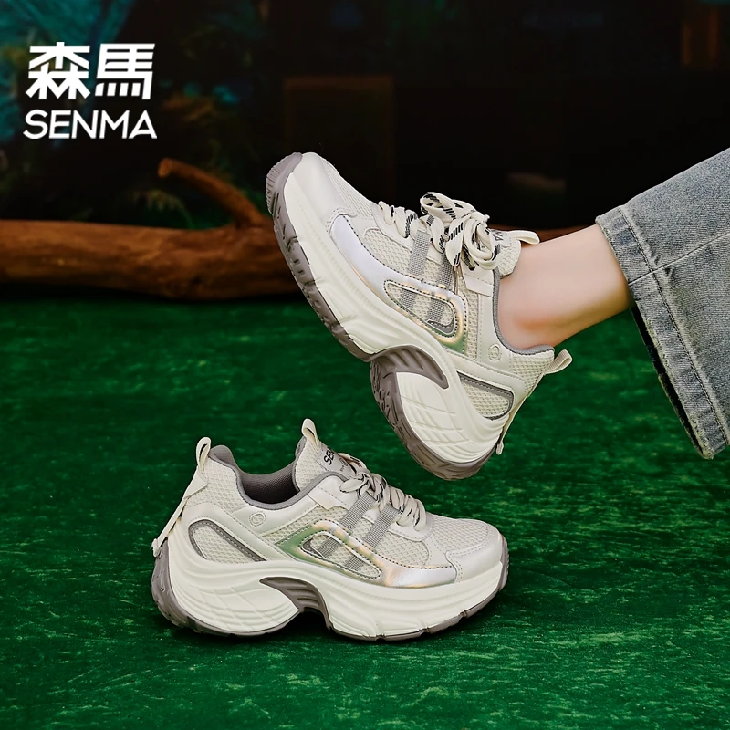 SENMA/森马7cm夏季网面透气老爹鞋女ins网红百搭厚底运动休闲鞋