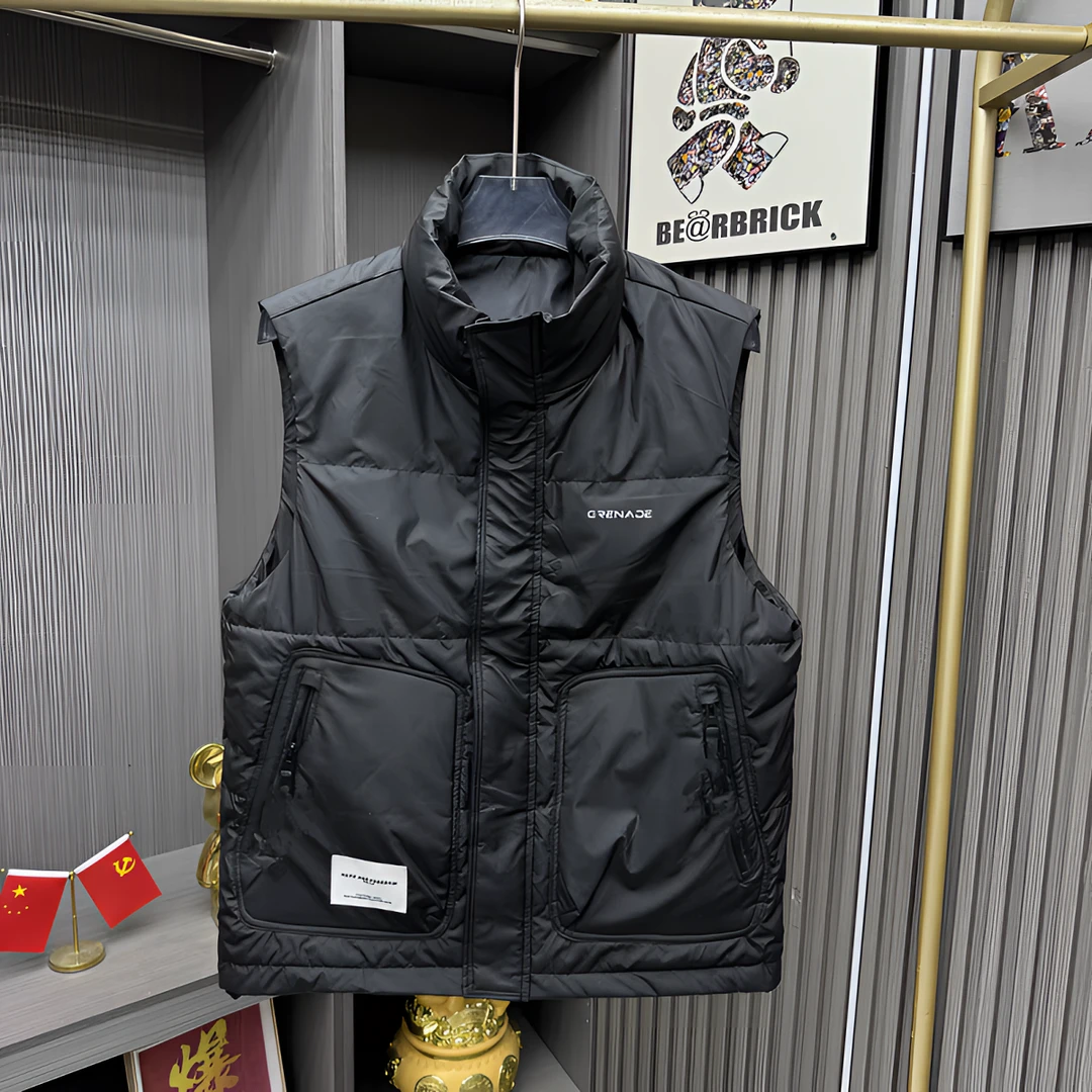 秋冬季立领羽绒棉马甲男加厚保暖背心潮流大口袋简约百搭坎肩外套