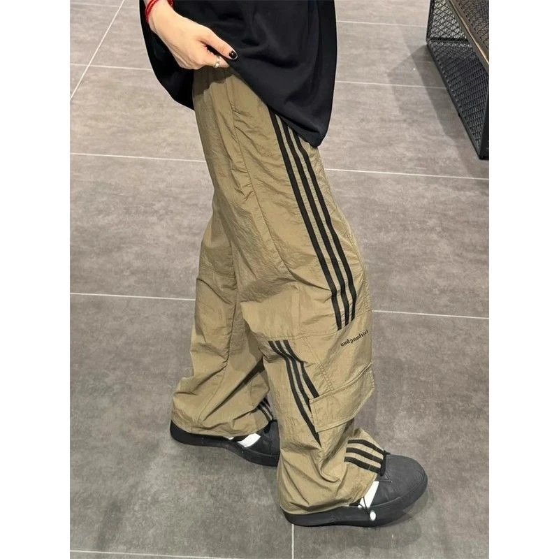 2024工装裤宽松阔腿裤显瘦美式休闲夏季工装裤高街潮流ins拼接