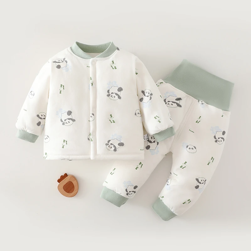 宝宝棉衣棉裤套装秋冬夹棉保暖男女童棉服秋装婴儿分体高腰护肚套