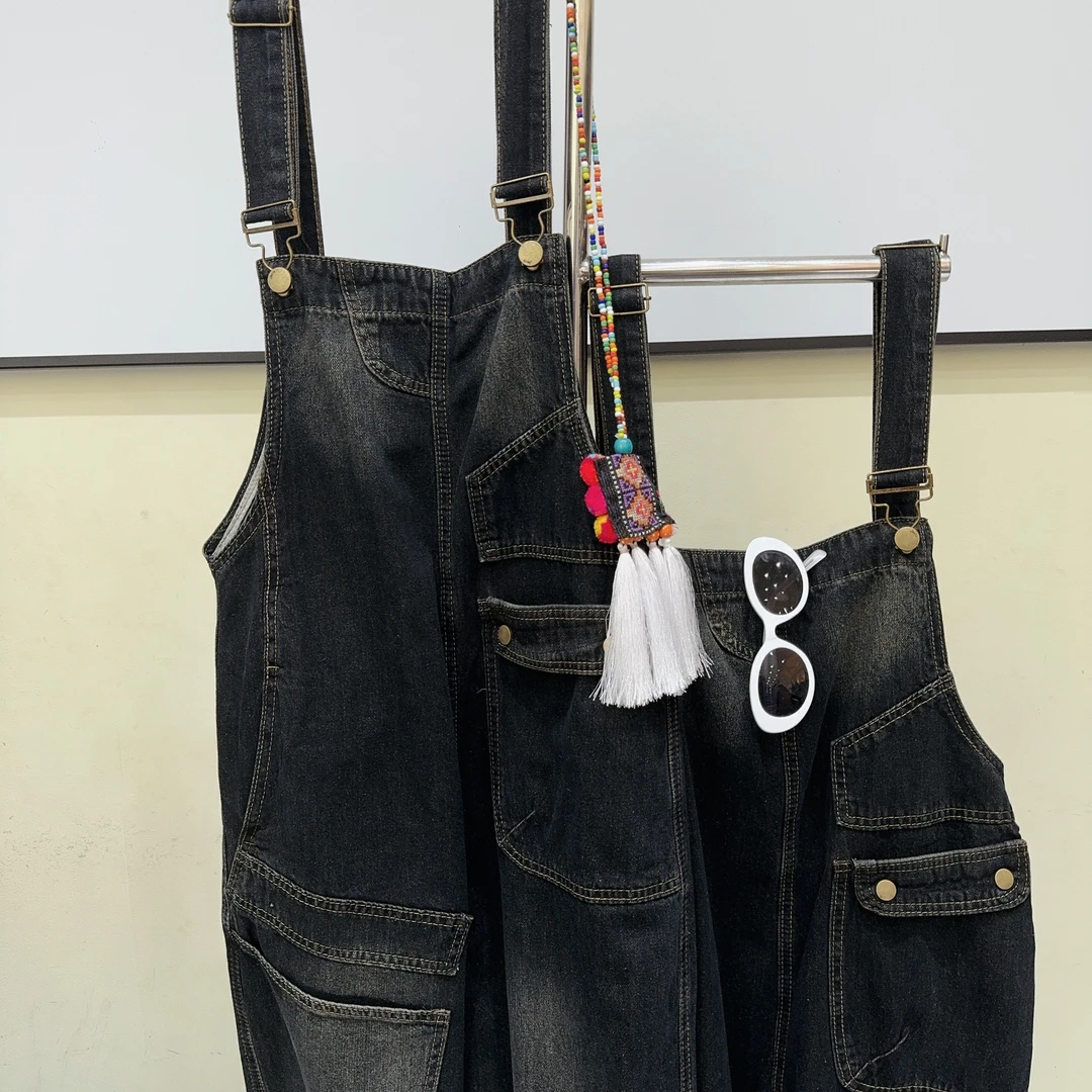 【大口袋设计感背带裤】6652洋气减龄时尚百搭遮肉显瘦牛仔休闲