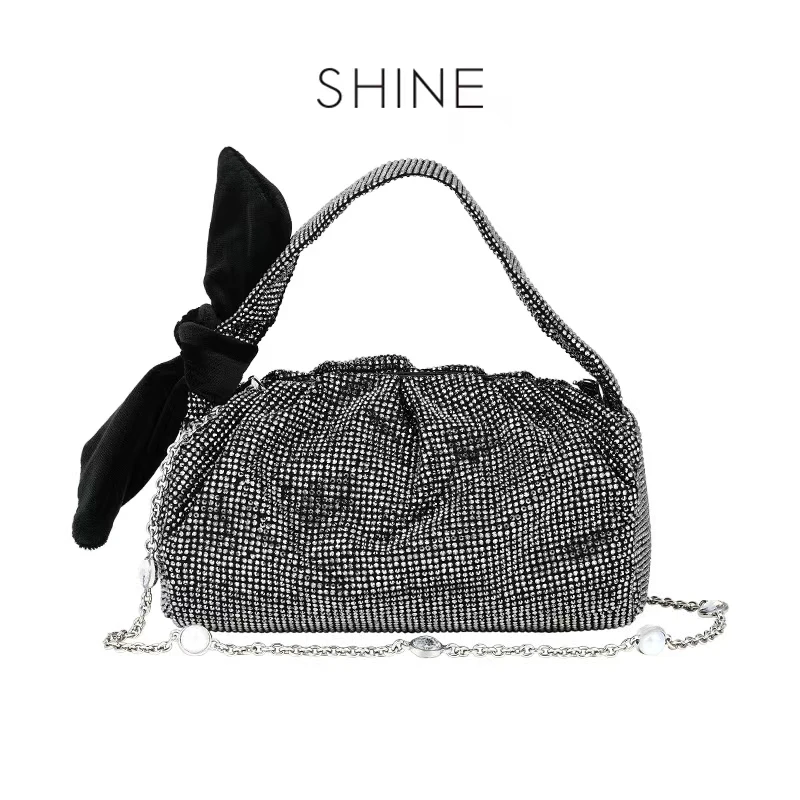 萱子【商场同款】气质潮流百搭褶皱轻奢斜跨网红女包单肩包