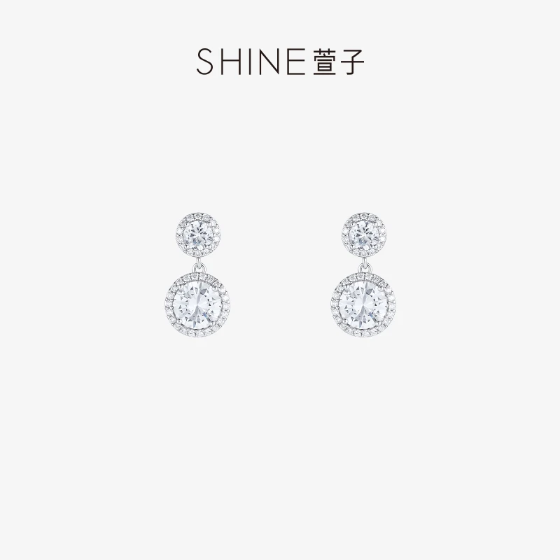 萱子 925银合成锆石耳饰 【品牌直营】简约气质百搭银质锆石耳环