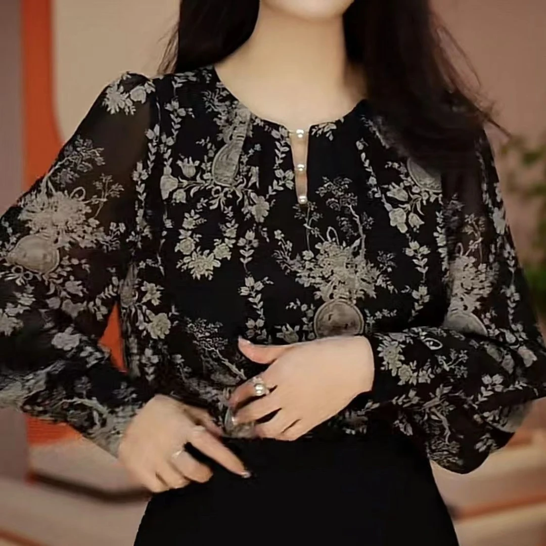 X9979法式宫廷风碎花小衫女2025春夏季新款显瘦减龄衬衫上衣