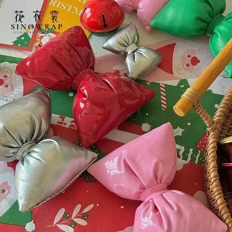 花衣裳 圣诞新款迪士尼蝴蝶结亮面泡泡可爱装饰礼物鲜花包装搭配