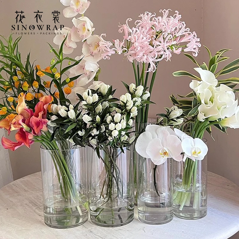 花衣裳 PET透明直筒圆桶鲜花醒花耐摔养花桶花店家居专用花艺资材