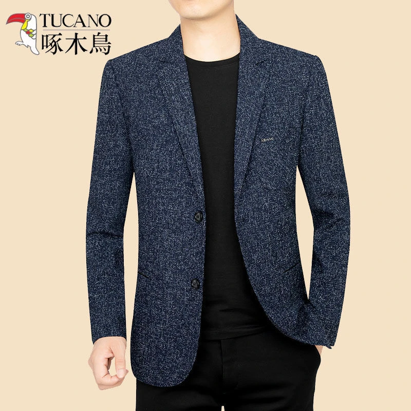 啄木鸟春季新款小西装男商务休闲西服上衣外套男装春秋薄款男士