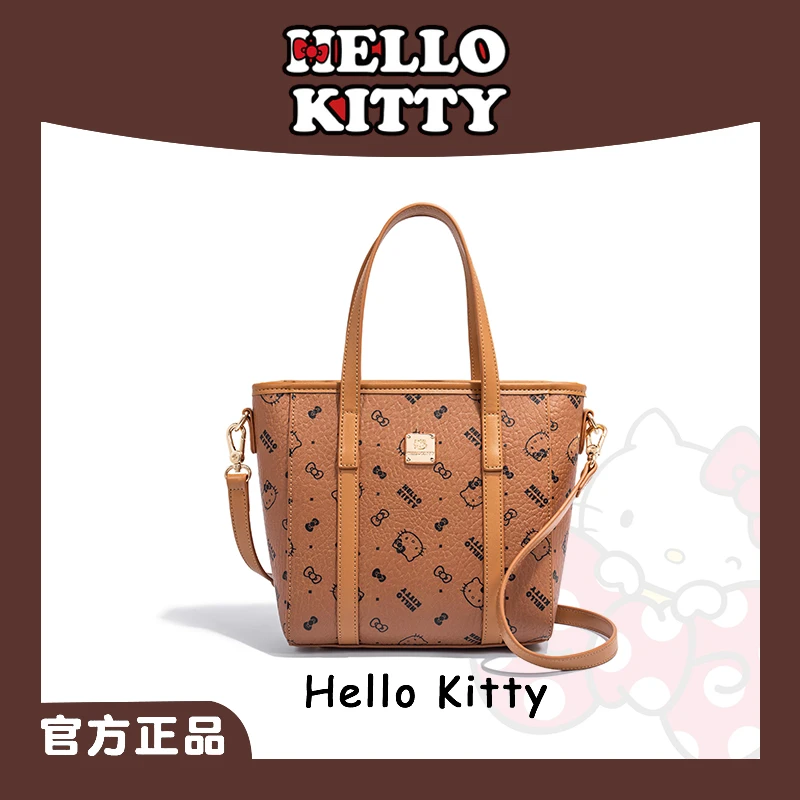 HELLO KITTY/凯蒂猫气质休闲满印托特菜篮子通勤时尚手拎斜挎包