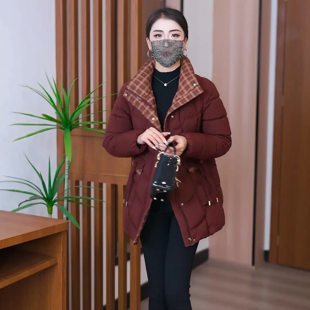 妈妈装棉服大码保暖时尚百搭中长款加厚宽松洋气百搭冬季外套