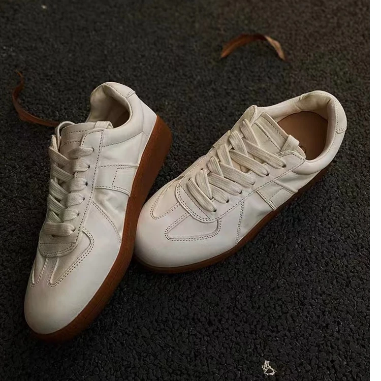 水洗头层牛皮2025春季时尚休闲鞋复古德训鞋软面平底女鞋2416-5