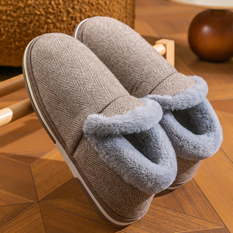 中老年棉拖鞋男包跟居家加绒保暖防滑棉鞋毛绒舒适休闲冬天棉拖鞋