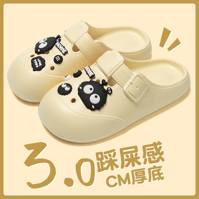 办公室洞洞鞋女夏季外穿软底透气户外休闲百搭沙滩鞋包头半拖鞋