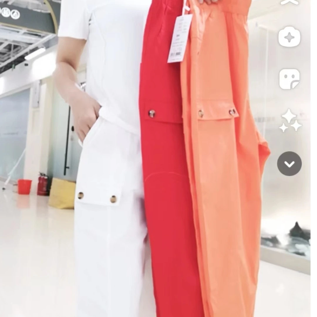 时尚洋气夏季潮流宽松韩版户外纯色口袋纽扣