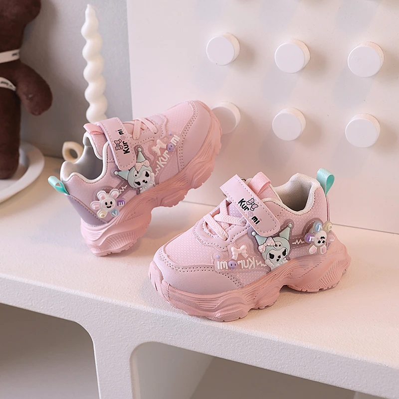 秋季新款皮面女童鞋子轻便跑步鞋库洛米女宝软底幼儿学步鞋宝宝鞋