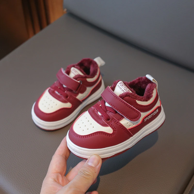 冬季加绒加厚婴幼儿新款宝宝鞋棉鞋男童超轻软底学步鞋小皮鞋防滑