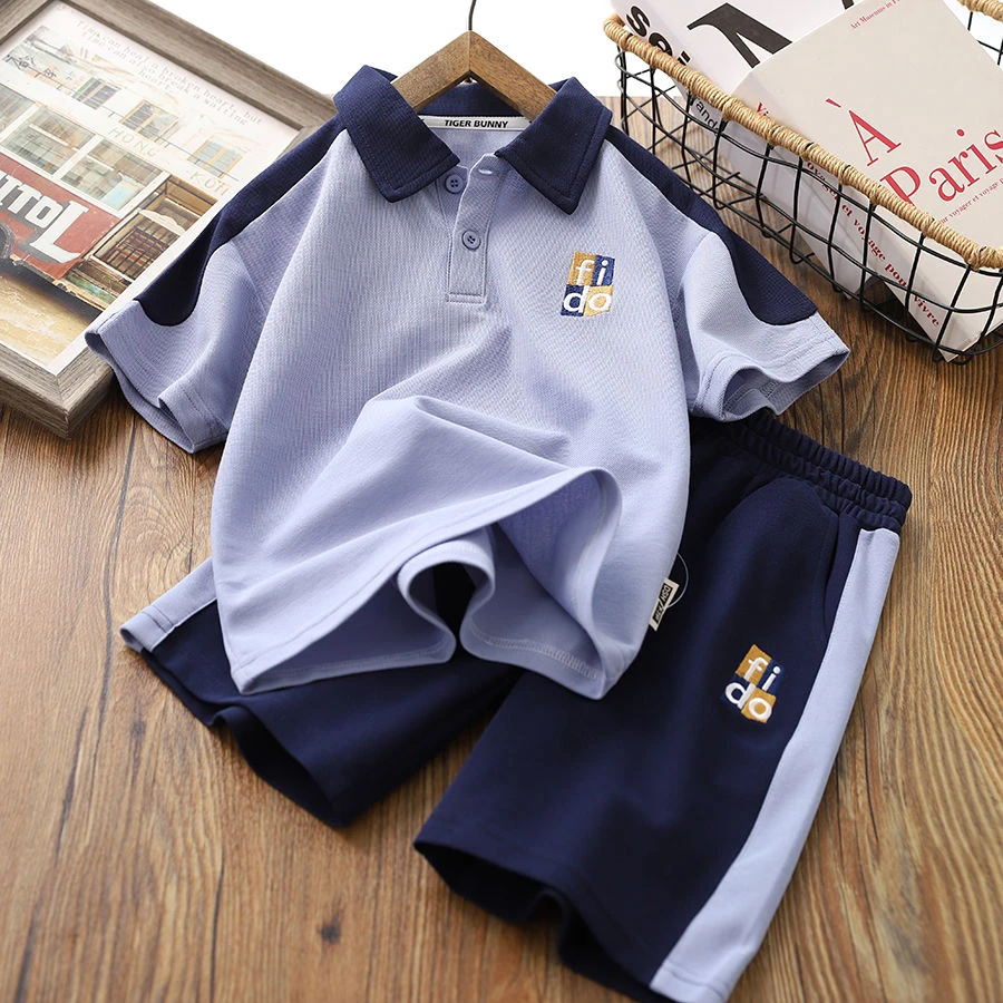 男童夏装套装2024夏季新款儿童短袖polo衫五分裤运动套服潮