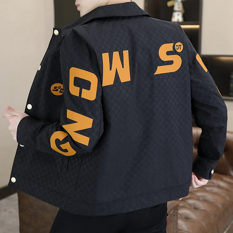 春秋新款刺绣夹克男士青少年潮流韩版修身青年时尚休闲高档外套男